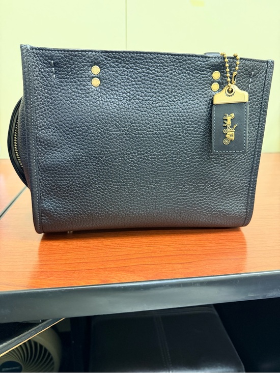 Coach Handbags - Coach Rogue 25-Black Pebbled Leather Shoulder Bag with Gold Charm